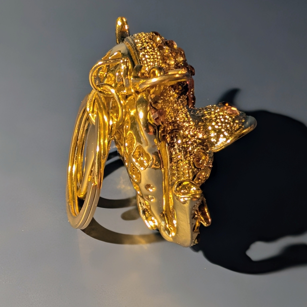 Gold and Pink Elephant Bag Charm/ Keychain - Picture 3 of 5